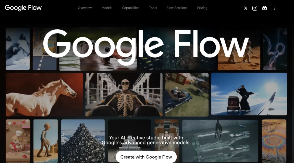 Google Flow's homepage
