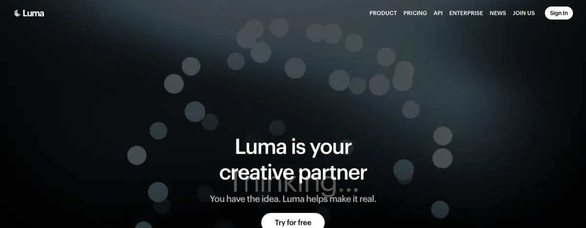 Luma's homepage
